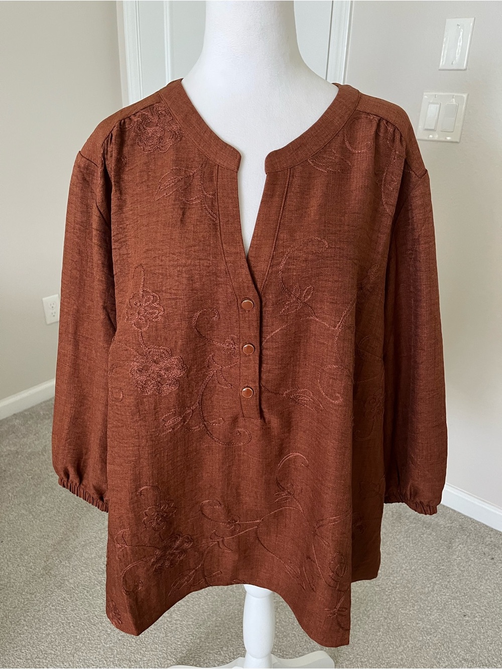 NWT Wren Brown Embroidered Tunic Size 3X